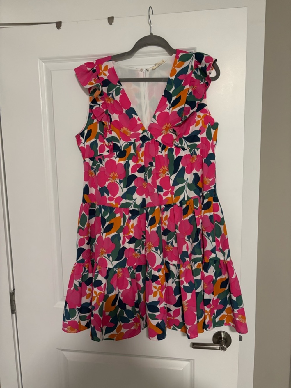 eesome Pink Floral Ruffle Tiered Sundress